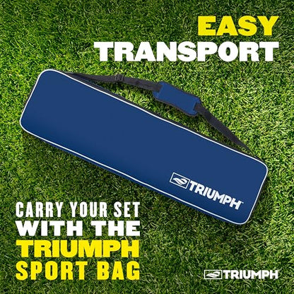 Triumph Sports Competition Volleyball Set for Backyard, Beach & Park with 32' Regulation Outdoor Volleyball Net, Steel Poles, Official Ball with Pump, Boundary Lines & Carry Bag