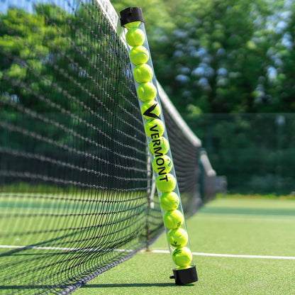 Vermont Tennis Ball Pick-Up Tube | 15 Ball Capacity - Lightweight PVC Design Durable Rubber Base - Quick Release Straps Easy Collection - Training Practice Equipment