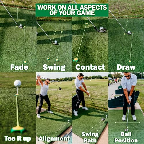 Tee Claw Golf Tee Holder, Golf Mat Tee, Golf Alignment String, Baseball Agility Training for Indoor and Outdoor, Made in the USA. - color: 4 Pack Yellow / Green