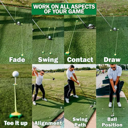 Tee Claw Golf Tee Holder, Golf Mat Tee, Golf Alignment String, Baseball Agility Training for Indoor and Outdoor, Made in the USA. - color: 4 Pack Yellow / Green