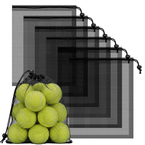6-Pack Mesh Bags Drawstring- 11.8'' x 9.8'' Breathable Mesh Bag w/Lock for Gym,Travel, Camping, Beach - Multipurpose Storage Net Bag for Balls, Swim Gear, Laundry, Toys