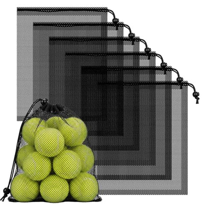 6-Pack Mesh Bags Drawstring- 11.8'' x 9.8'' Breathable Mesh Bag w/Lock for Gym,Travel, Camping, Beach - Multipurpose Storage Net Bag for Balls, Swim Gear, Laundry, Toys