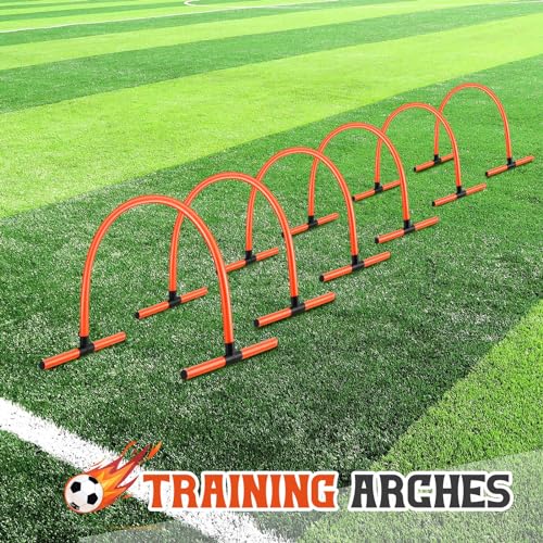 Foilswirl 6 Pcs Indoor Training Arches with Removable Base Soccer Passing Arcs Turf Arches Indoor Soccer Training Equipment Footwork and Kicking Drills for Football Basketball Practice
