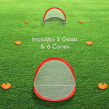 GoSports Portable Pop-Up Soccer Goals for Backyard - Kids & Adults - Set of Two Nets with Agility Training Cones and Carrying Case - size: 4 ft Round