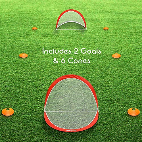 GoSports Portable Pop-Up Soccer Goals for Backyard - Kids & Adults - Set of Two Nets with Agility Training Cones and Carrying Case - size: 6 ft Round