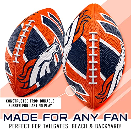 Franklin Sports NFL Team Footballs - Rubber Youth Mini Balls for All Teams - Kids 8.5" Football + Air Pump Sets - Official NFL Licensed - style: Denver Broncos