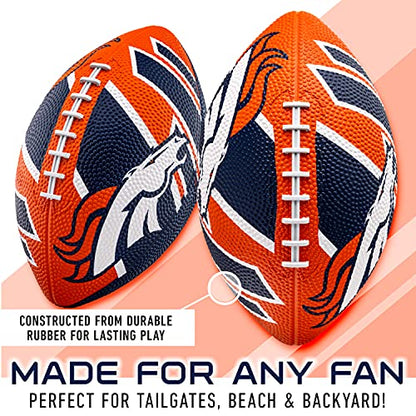 Franklin Sports NFL Team Footballs - Rubber Youth Mini Balls for All Teams - Kids 8.5" Football + Air Pump Sets - Official NFL Licensed - style: Denver Broncos