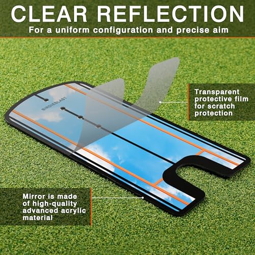 Golf Putting Mirror, Putting Mirror Training Aid for Golf with Putter Line,Golf Training Putters for Beginners - style: Not Includes 3 Gates