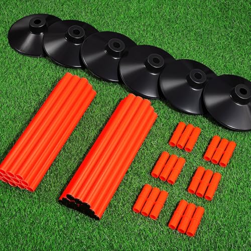 TOBWOLF 6PCS 5.3FT Adjustable Soccer Agility Poles with Rubber Bases, Detachable Soccer Training Poles, Soccer Sticks with Organizer Bag for Football, Rugby, Basketball, Turf, Indoor & Outdoor