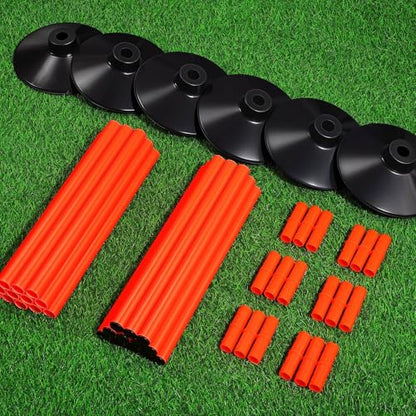 TOBWOLF 6PCS 5.3FT Adjustable Soccer Agility Poles with Rubber Bases, Detachable Soccer Training Poles, Soccer Sticks with Organizer Bag for Football, Rugby, Basketball, Turf, Indoor & Outdoor