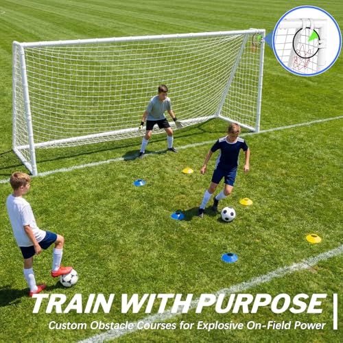 8x6, 12x6, 16x7 FT Soccer Goal for Backyard, Metal Soccer Goals with PE Soccer Net, Target Net & Training Cones, Rust-Proof Reinforced Frame, Outdoor Soccer Net for Kids, Youth Training or Team Game - size: 16x7 ft