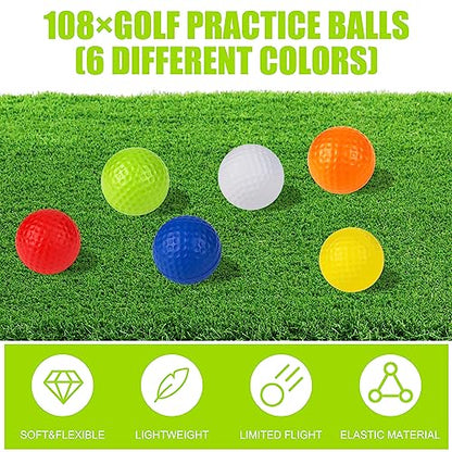 REHALY 108 Pcs Foam Golf Practice Balls Bulk, Realistic Feel Flight Training Balls, Soft Foam Golf Balls for Backyards Swing Practice Driving Range Indoor Outdoor Training