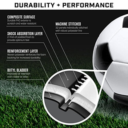 GoSports Classic Black and White Soccer Balls - Single or 6 Pack - Sizes 3, 4, 5 with Ball Pump - size: Sz 3 6-Pack