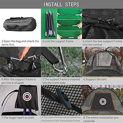 Black Golf Nets for Backyard Golf Practice Net Golf Hitting Net Training Aids with Target Cloth and Carrying Bag