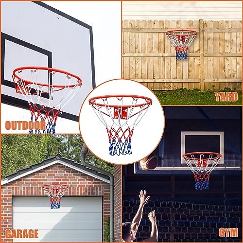Basketball Rim Goal 18 ", Replacement Basketball Rim Goal Hoop Net for Indoor Outdoor - color: red