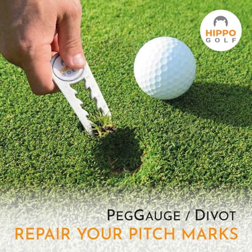 PegGauge 3-in-1 Tee Height Gauge & Golf Divot Tool – Magnetic Ball Marker, Repair Pitch Marks, Perfect Tee Height Every Swing, Lightweight Golf Accessory