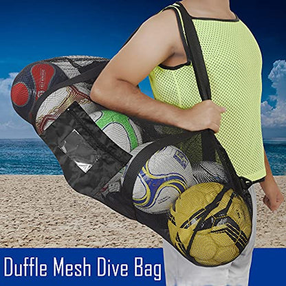 Athllete Extra-Large Heavy-Duty Soccer Ball Bag (34” X 24”) with Shoulder Strap, Basketball Duffel Bag, Mesh Bags with Drawstrings, Heavy Duty Ball Bag, Ball Bags, Dive Bag, Sports Equipment Bag