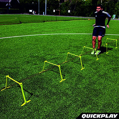 QUICKPLAY PRO Quick-Click Adjustable Speed Hurdles, Set of 6 | 3 Heights in One (6", 9", 12") | All-in-One Agility & Plyometric Training Hurdles | Patented, Portable & Durable