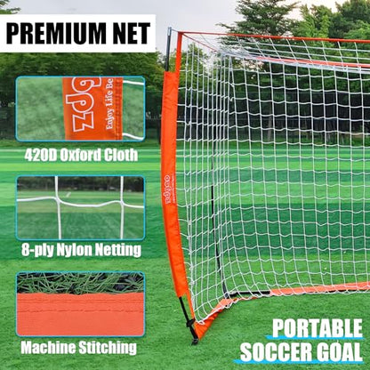 Soccer Goal for Backyard | Portable Soccer Goal Net Collapsible Metal Base | Easy Setup | Portable Net for All Ages| 1 Pair Shin Guards+ 1 Goal + 1 Carry Bag | Size 6x4FT or 12x6F