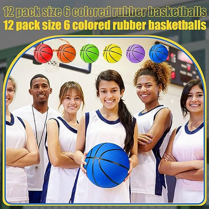 Jerify 12 Pack Official Size Rubber Basketballs for Kids Child Junior Youth Indoor Outdoor Sports Basket Balls with Pump Back to School Student Gifts Operation Christmas Bulk Items - size: Size 6, 28.5"