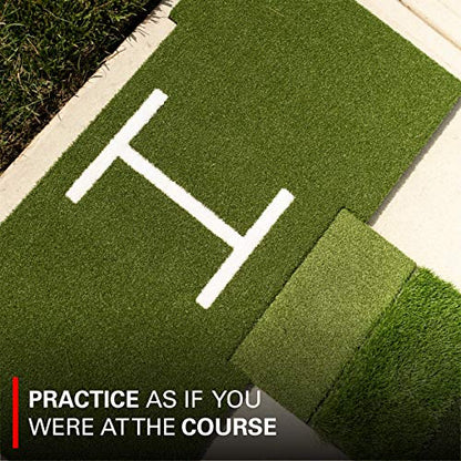 Rukket Tri-Turf Golf Hitting Mat Attack, Portable Driving, Chipping, Training Aids for Backyard with Adjustable Tees and Foam Practice Balls