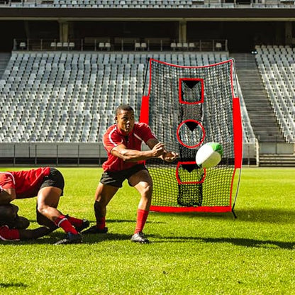 Doublehorse Football Kicking Net - 5x7FT Portable Rugby Quarterback Target Toss Throwing Practice Training Game for Outdoor Indoor Backyard Sports Field Teens Adults Practice Gifts
