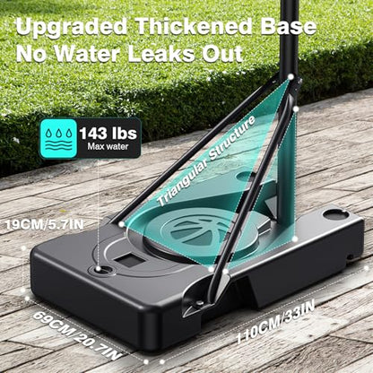 Basketball Hoop Outdoor, 10FT Height Adjustable 45 Inch Shatterproof Backboard Portable Basketball Hoops Goals System with 2 Wheels for Backyard/Driveway/Indoor/Court - style: 01 Black