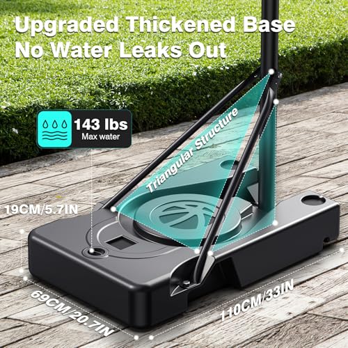Basketball Hoop Outdoor, 10FT Height Adjustable 45 Inch Shatterproof Backboard Portable Basketball Hoops Goals System with 2 Wheels for Backyard/Driveway/Indoor/Court - style: 02 Charcoal Black