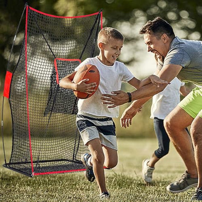 Football Kicking Net for Quarterback Training - 3x6FT Passing Accuracy Trainer with Bonus Detachable Center Throwing Target Pocket - Portable for Backyard Practice