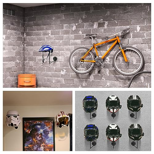 6 Pack Metal Helmet Hangers, Ball Holder Rack with Screws, Wall Mount Display Hooks for Helmets, Caps, Hats, Wigs, Basketball, Volleyball, Football, Riding Jackets, Coats
