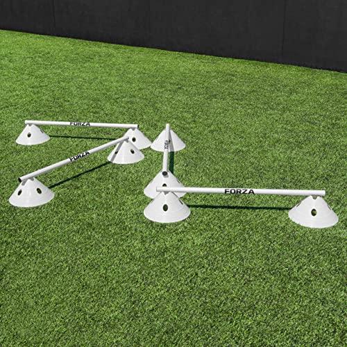 FORZA Cone & Hurdle Training Sets | Improve Your Speed & Agility Skills - Available in 3 Styles and 8 Colors - color: White, style: Super Cone