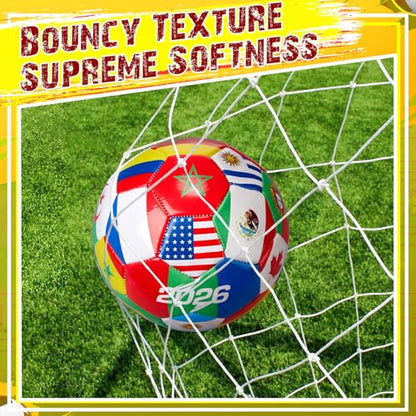 Tellingyou World Flag Soccer Ball Country Flags Training Ball 2026 International Multi Country Design with Pump Needle and Storage Bag for Team Practice Club Games Soccer Fan Gifts - size: Size 4