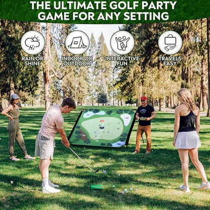 Parkway Play Sticky Golf Chipping Game Set 6x6 ft Metal Frame, Backyard Target Game, 2 Clubs, 25 Sticky Balls, Turf Mat, Indoor Outdoor Yard Sport, Golf Practice Set, Chipping Training Aid - style: METAL FRAME SET