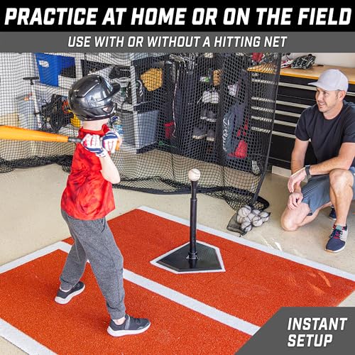 GoSports Baseball & Softball Batting Tees - Choose Jr. or Standard - Adjustable Rubber Hitting Tee - color: Jr. Black