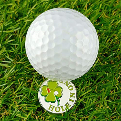 Golf Ball Markers with Hat Clips Value Sets for Men Women Golfer, Removable Attaches Easily to Golf Cap Premium Gifts - color: clover face