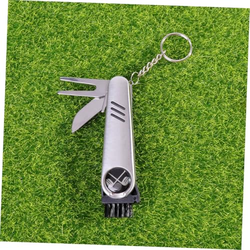 6 in 1 Golf Multifunctional Divot Repair Tool Set Stainless Steel Gadget with Ball Marker Groove Cleaner and Keychain for Golfers Portable Accessory for Course Maintenance
