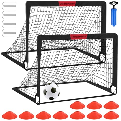 Kids Soccer Goals for Backyard Set - 2 of 4' x 3' Portable Soccer Goal Training Equipment, Pop Up Toddler Soccer Net with Soccer Ball, Soccer Set for Kids and Youth Outdoor Games, Sports, Play - color: 1-Black, style: 4 ft x 3 ft
