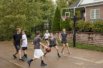 Silverback Height Adjustable In-Ground Basketball Hoop with Tempered Glass Backboard, Pro-Style Breakaway Rim & Backboard Pad