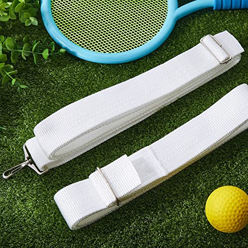 Summer Tennis Net Center Strap Adjustable Height Net Straps Portable Tennis Accessories for Driveway Sports Training Contest Equipment, 39 x 1.96 Inch, White (2 Pieces)