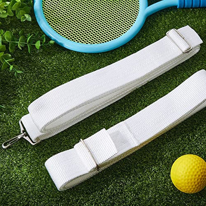 Summer Tennis Net Center Strap Adjustable Height Net Straps Portable Tennis Accessories for Driveway Sports Training Contest Equipment, 39 x 1.96 Inch, White (2 Pieces)