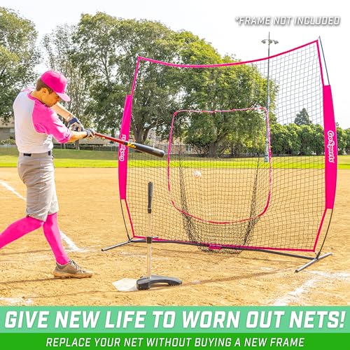 GoSports Replacement 7 x 7 ft Baseball Net - NET ONLY - Frame NOT Included - Choose Your Color - color: Pink