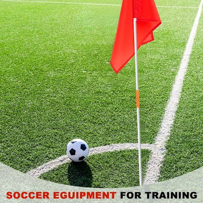 HunnmingRe 67" Soccer Corner Flags Set of 4 with Soccer Agility Poles 12.4 x 9.65 Football Field Corner Flags Training Poles for Outdoor Sports Rugby Field Hockey Training Practice Equipment (No Base)