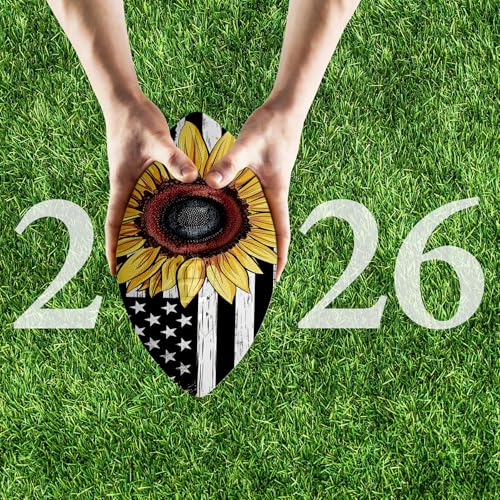 American Football, Official Size 11.9 x 7.3 Inch, Premium Composite Leather High-Grip Ball with Pro-Style Lacing, Unique Prints for Training, Games & Gifts - color: Sunflower Flag