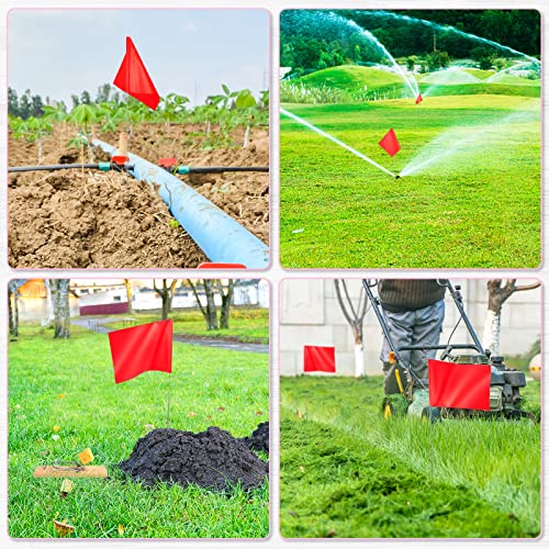 50 Pack Marking Flags Marker Flags for Lawn, IKAYAS 4 * 5 * 15 Inch Red and Blue PVC Small Yard Flags Yard Marking Flags Lawn Flags, Garden Flags, Survey Flags, Irrigation Flags, Landscape Flags - color: red and blue