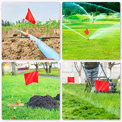 50 Pack Marking Flags Marker Flags for Lawn, IKAYAS 4 * 5 * 15 Inch Red and Blue PVC Small Yard Flags Yard Marking Flags Lawn Flags, Garden Flags, Survey Flags, Irrigation Flags, Landscape Flags - color: red and blue
