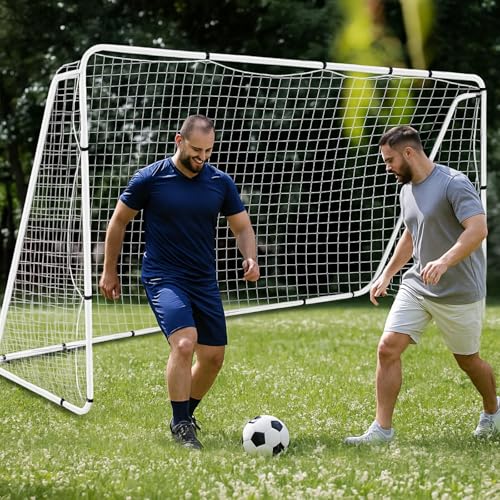 Liliful 12 x 6/10 x 6.5/8 x 5 ft Soccer Goal for Backyard Portable Soccer Net and Steel Weatherproof Frame Folding Goals with 6 Ground Stakes for Adults Youth Outdoor Training Competition
