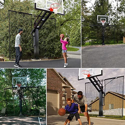 KATOP Heavy Duty Basketball Yard Guard Defensive Net System 12FT x 10FT, UV-Resistant Basketball Barrier Net - style: 5"x5"or 6"x6" pole