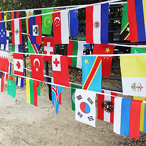 G2PLUS International Flags, 82 Feet 8.2'' x 5.5'' World Flags, 100 Countries Olympic Flag Pennant Banner for Bar, Party Decorations, Sports Clubs, Grand Opening, Festival Events Celebration