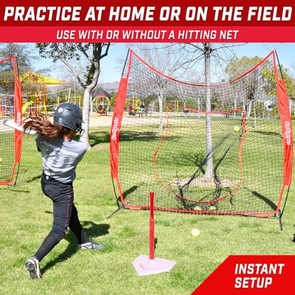 GoSports Baseball & Softball Batting Tees - Choose Jr. or Standard - Adjustable Rubber Hitting Tee - color: Standard Red