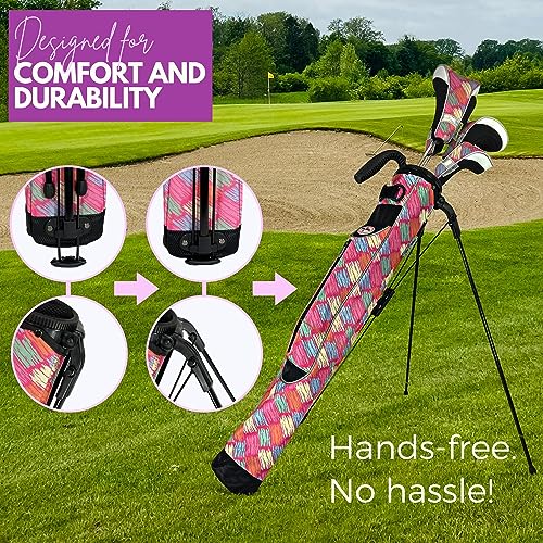 Taboo Fashion Sunday Golf Bags for Women - Lightweight Golf Range Bag with Self Flexing Stand and Shoulder Strap for Driving Range, Par 3 or Executive Course - color: Posh Pink